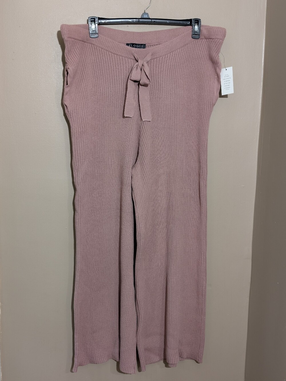 ELOQUII Wide Leg Knit Ribbed Sweater Pant Pink NWT High Rise Plus Size 22/24